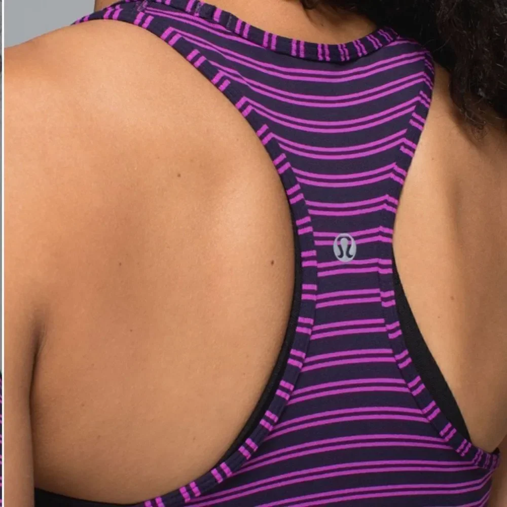 LULULEMON Cool Racerback Double Trouble Stripe Ultra Violet Black Grape Size 4
